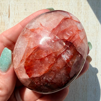 Fire Quartz Palm Stone | Hematoid Quartz | Option I