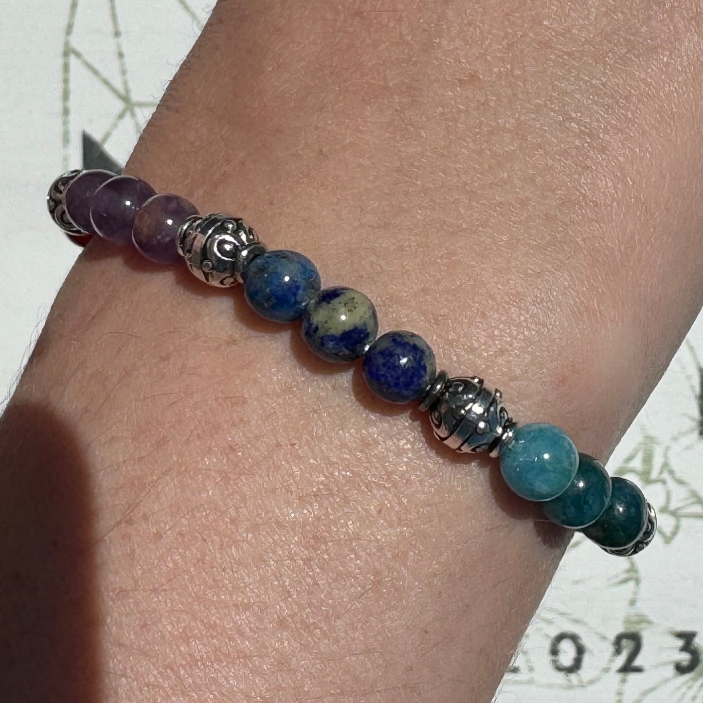 Silver Beaded Chakra Bracelet (6mm Bead)