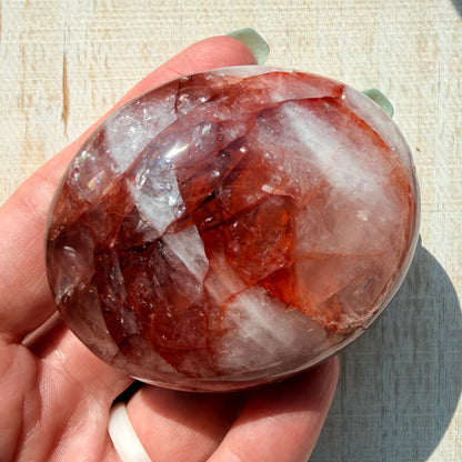 Fire Quartz Palm Stone | Hematoid Quartz | Option I