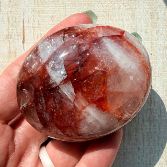 Fire Quartz Palm Stone | Hematoid Quartz | Option I