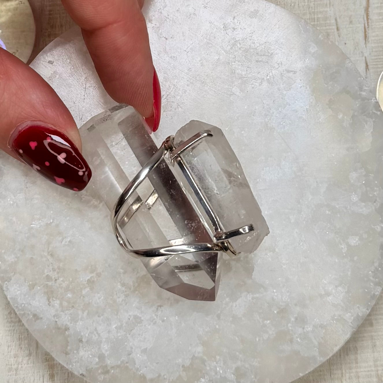 Stunning Lemurian Quartz Adjustable Silver Ring from Brazil