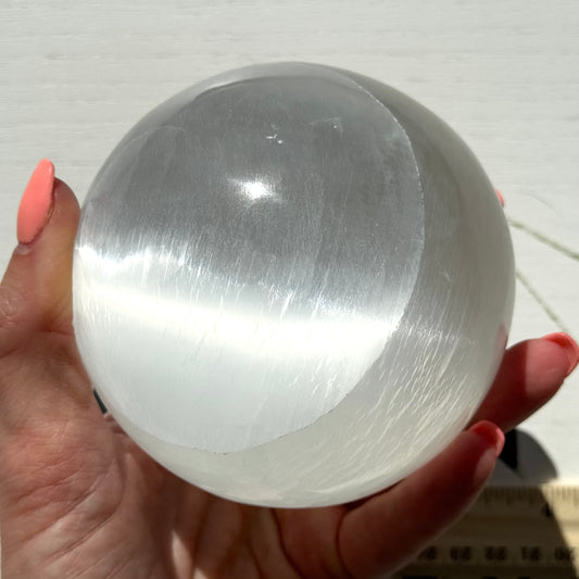 4-Inch Satin Spar Selenite Sphere from Morocco