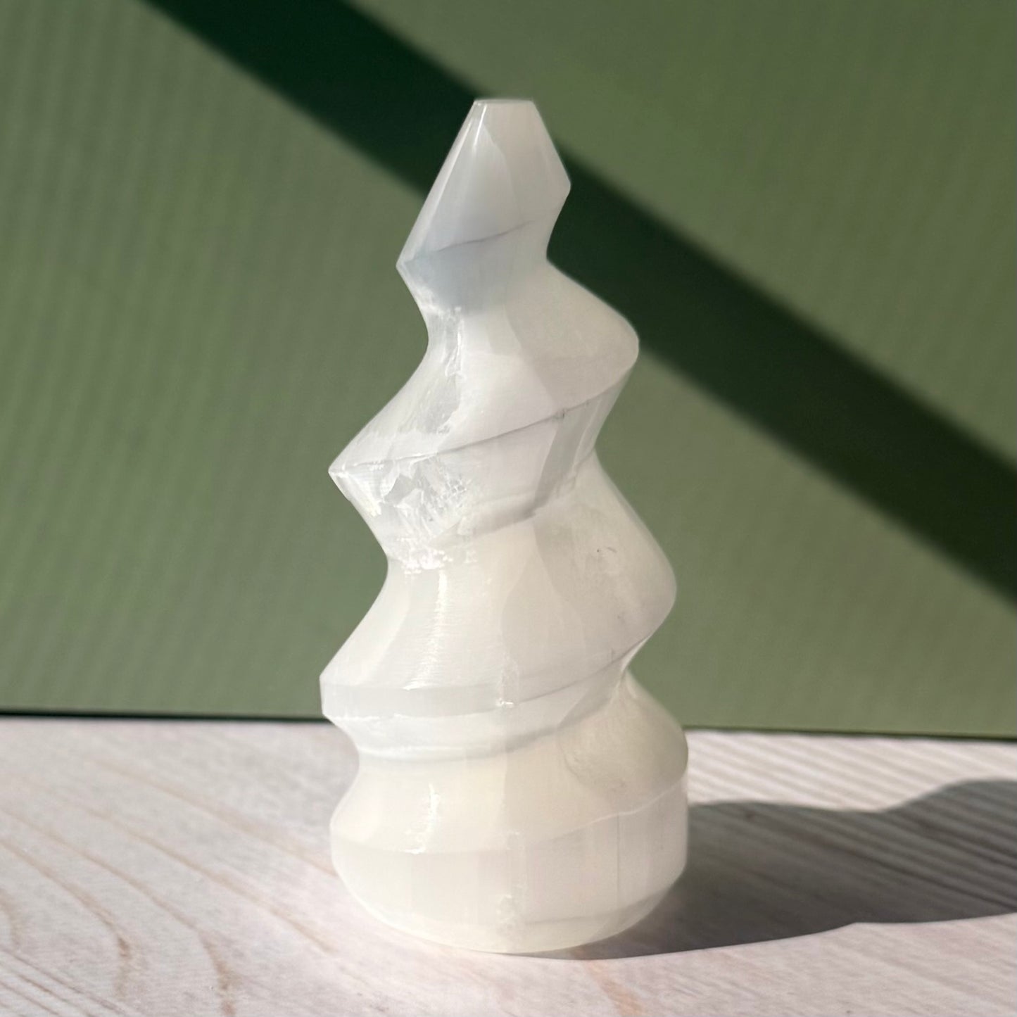 Selenite Spiral Tower | Satin Spar | Selenite Crystal
