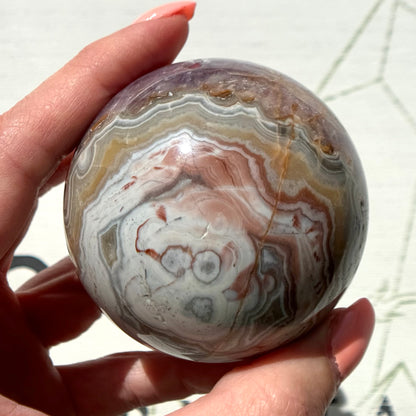 Amethyst with Crazy Lace Agate Sphere from Mexico