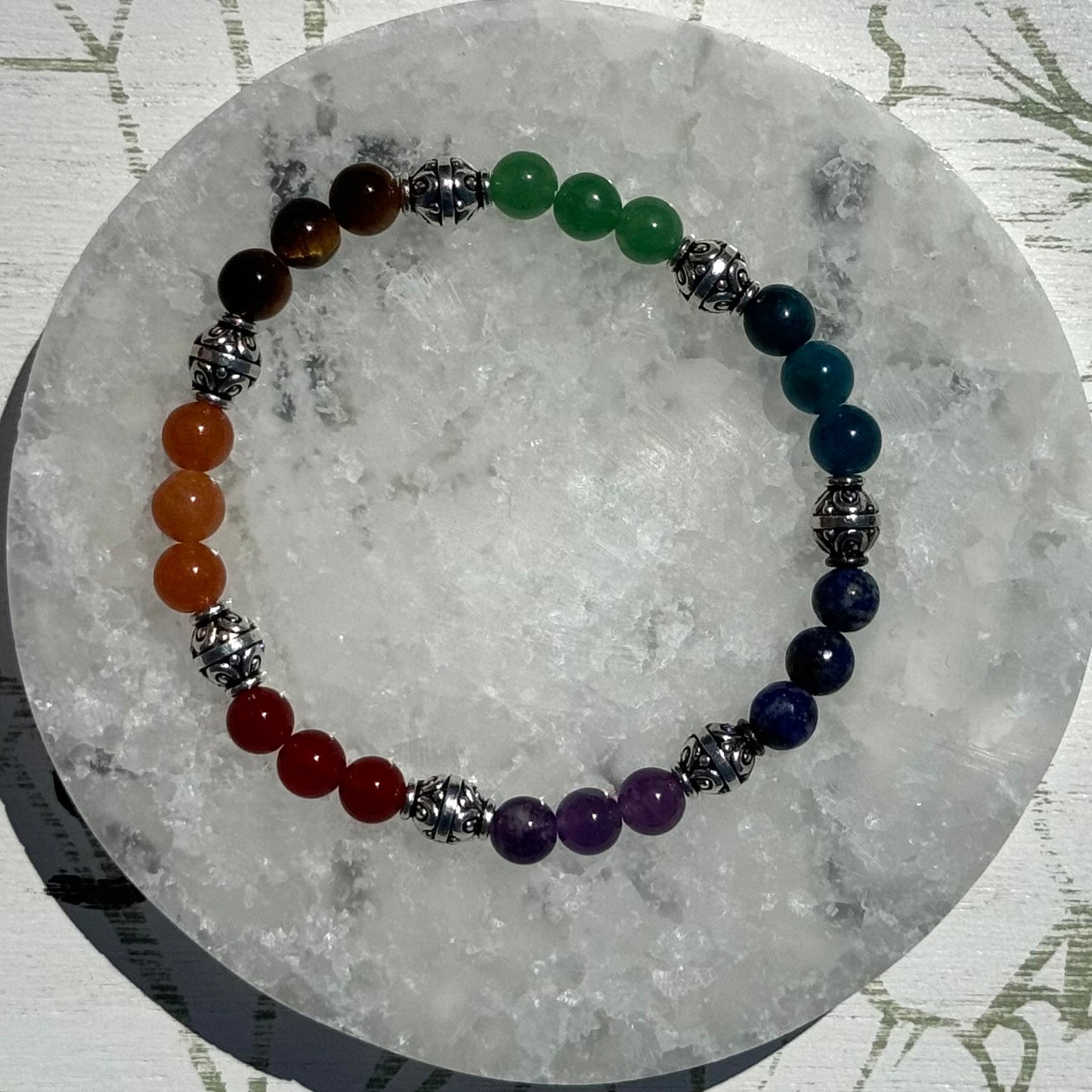 Silver Beaded Chakra Bracelet (6mm Bead)