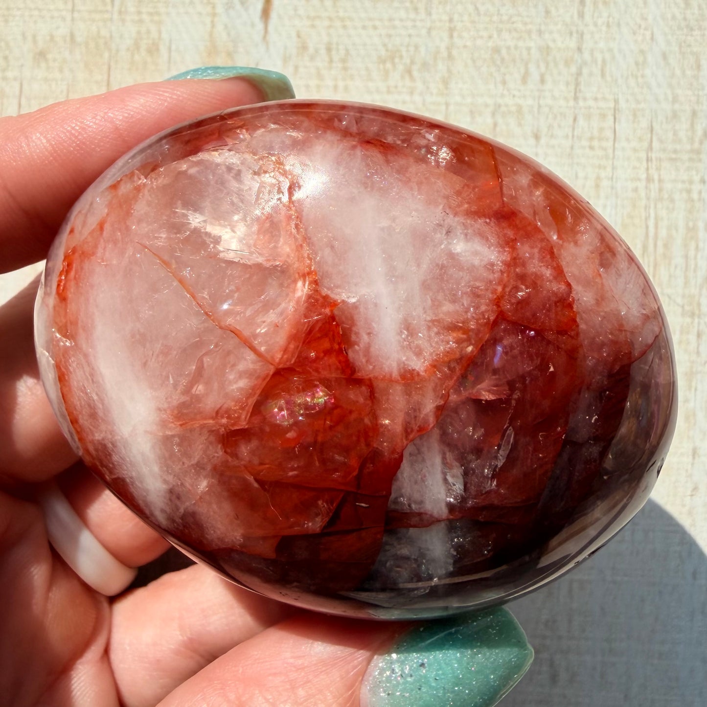 Fire Quartz Palm Stone | Hematoid Quartz | Option I
