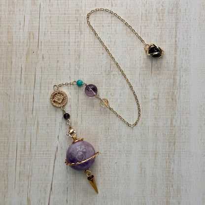 Wire-Wrapped Saturn Crystal Pendulum | Choose Your Stone