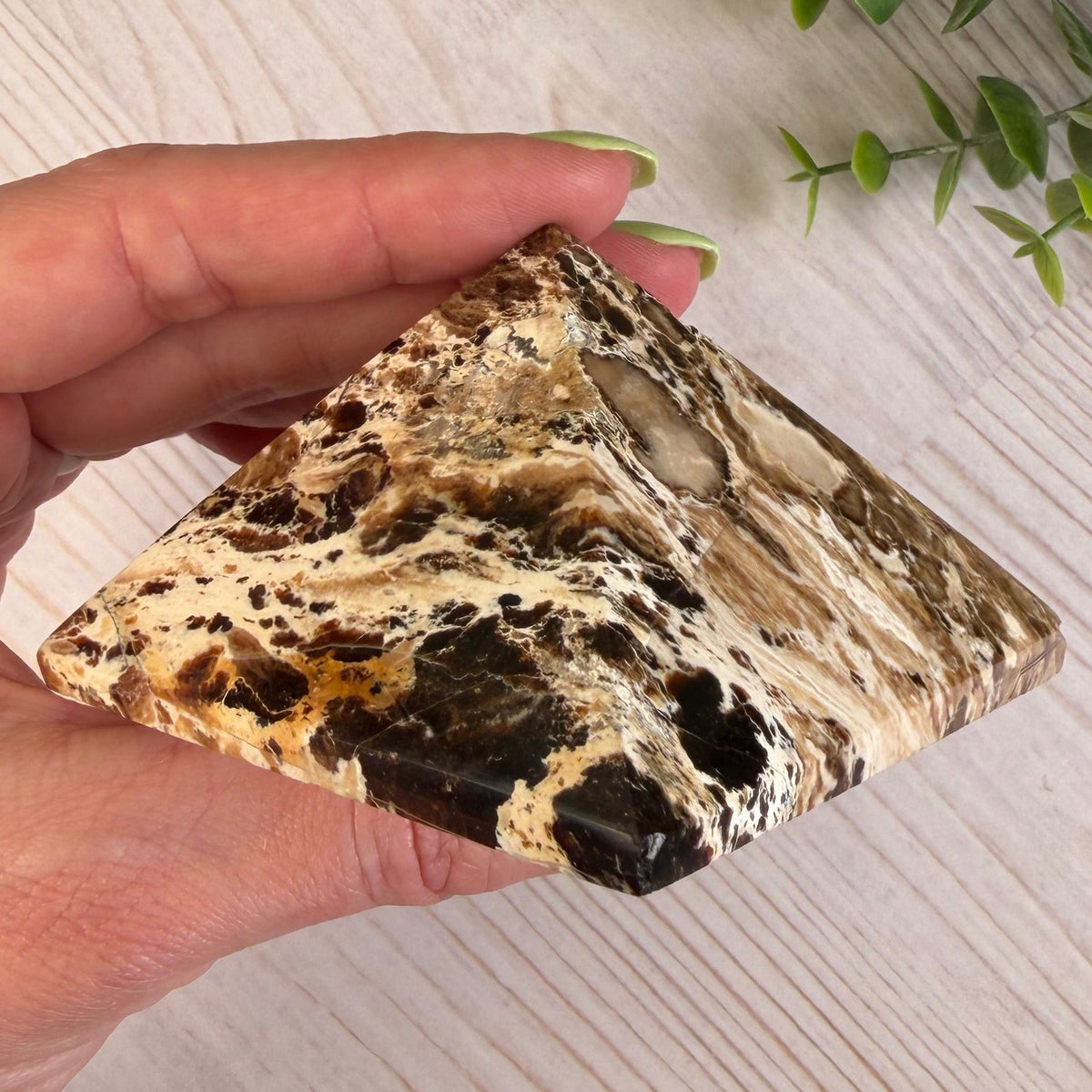 Chocolate Calcite Pyramid – Brown & Cream Crystal for Grounding