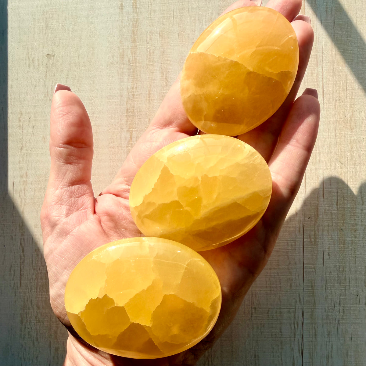 Lemon Calcite Palm Stone – Bright Yellow Crystal for Joy & Energy