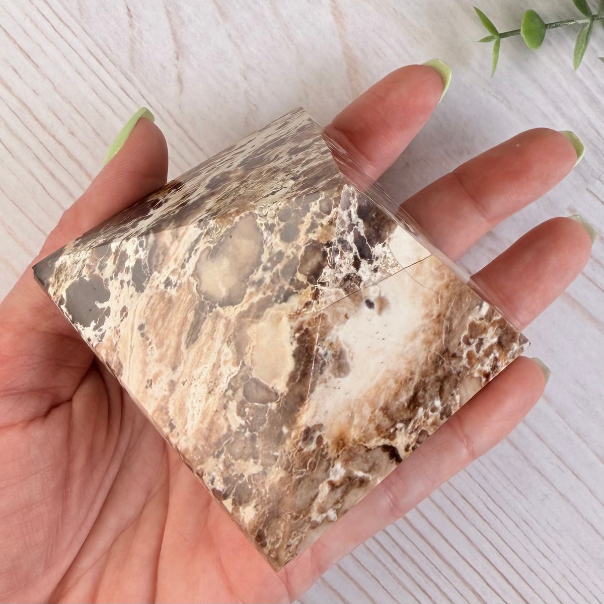 Chocolate Calcite Pyramid – Brown & Cream Crystal for Grounding