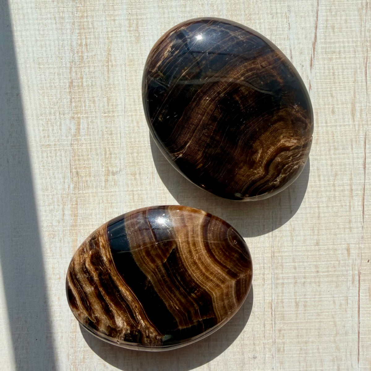 Chocolate Calcite Palm Stone – Grounding Crystal for Stability