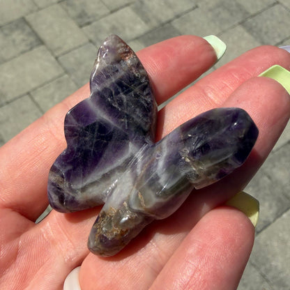 Chevron / Dream Amethyst Butterfly Carving