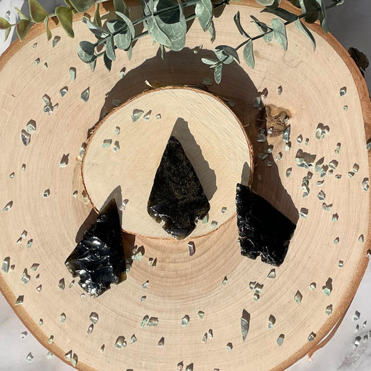 Golden Sheen Obsidian Arrowheads