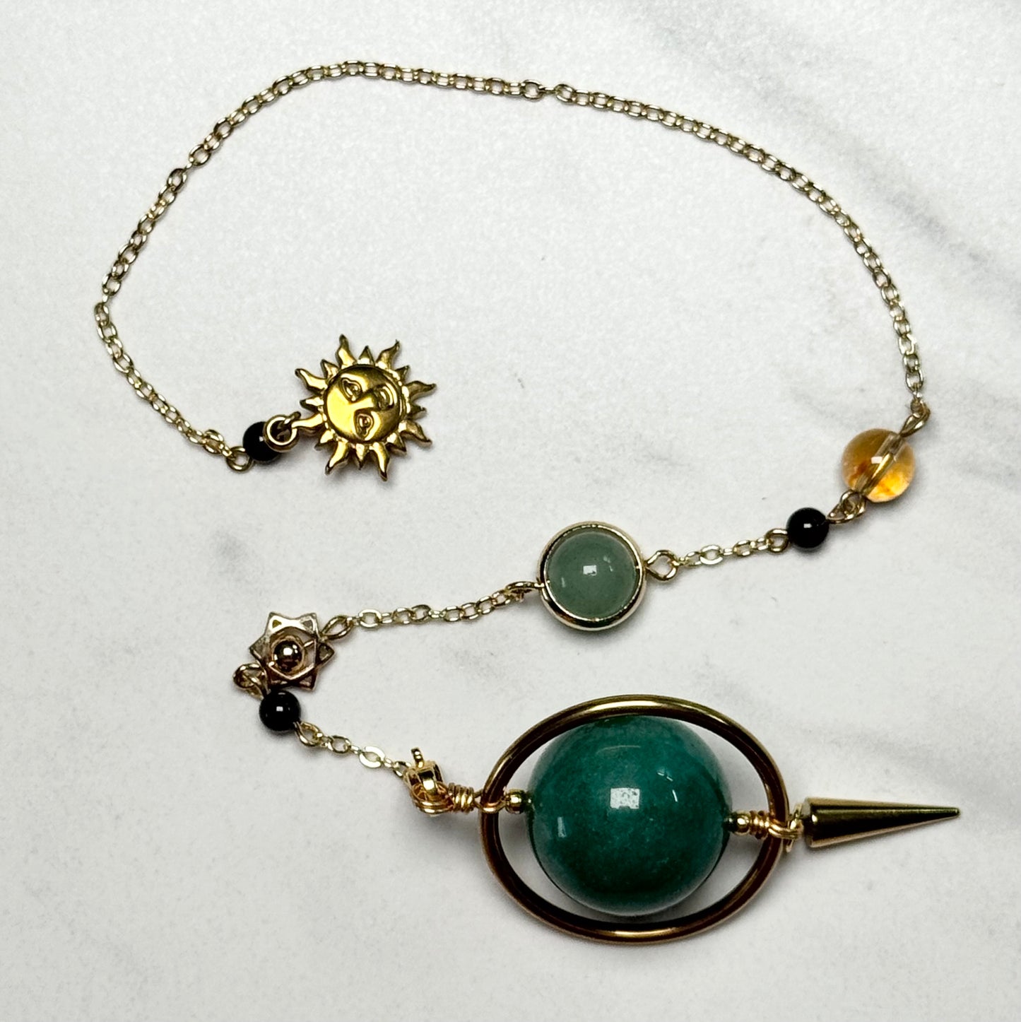 Gorgeous Spherical Green Aventurine with Sun Pendulum
