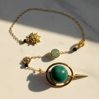 Gorgeous Spherical Green Aventurine with Sun Pendulum