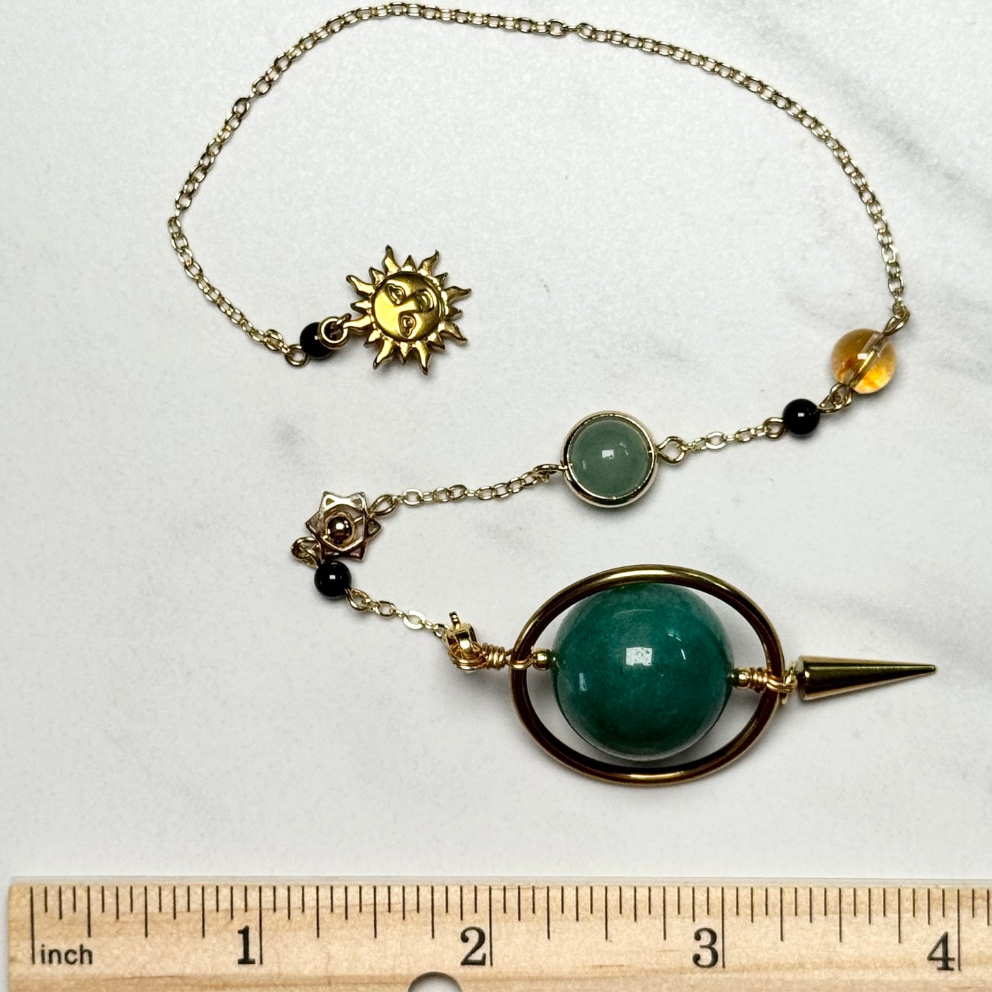 Gorgeous Spherical Green Aventurine with Sun Pendulum