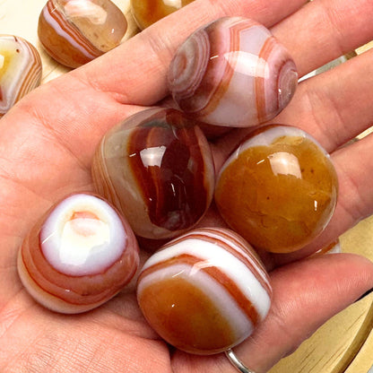 One (1) High Quality Banded Carnelian Tumble from Brazil