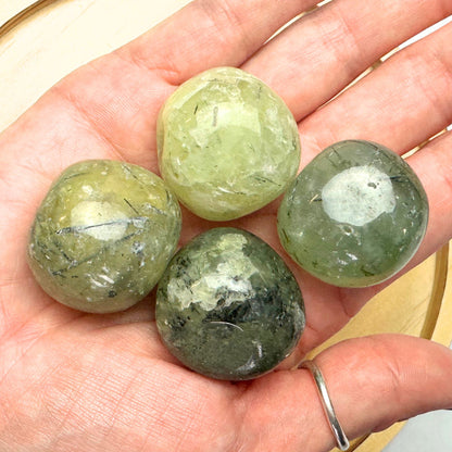 One (1) Beautiful Prehnite with Epidote Tumble from Africa