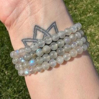 One (1) Labradorite Bracelet from Peru (6mm Bead)