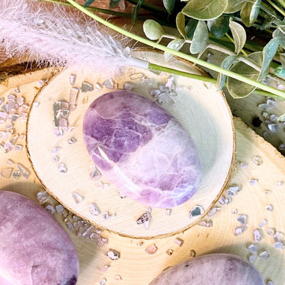 One (1) Lepidolite Palm Stone