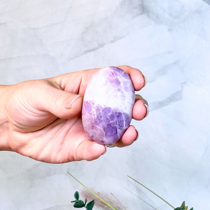One (1) Lepidolite Palm Stone