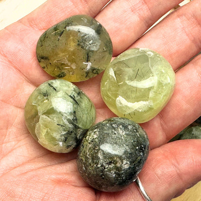 One (1) Beautiful Prehnite with Epidote Tumble from Africa