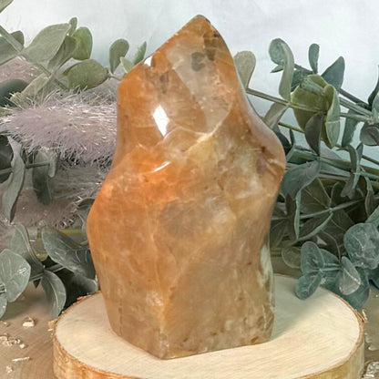 Hand Carved Peach Moonstone Flame