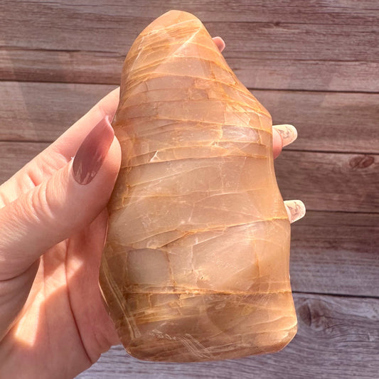 Hand Carved Peach Moonstone Flame
