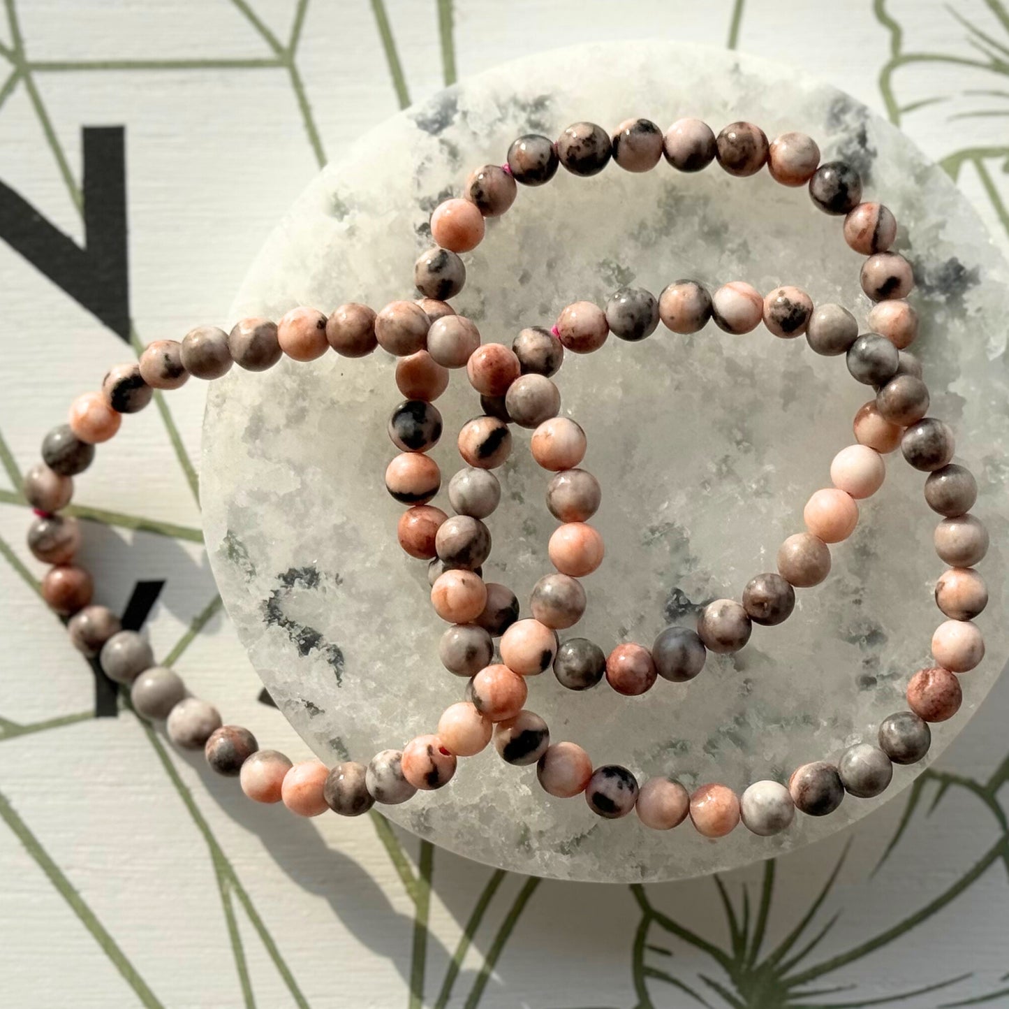 Pink Zebra Jasper Bracelet from Madagascar (6mm)