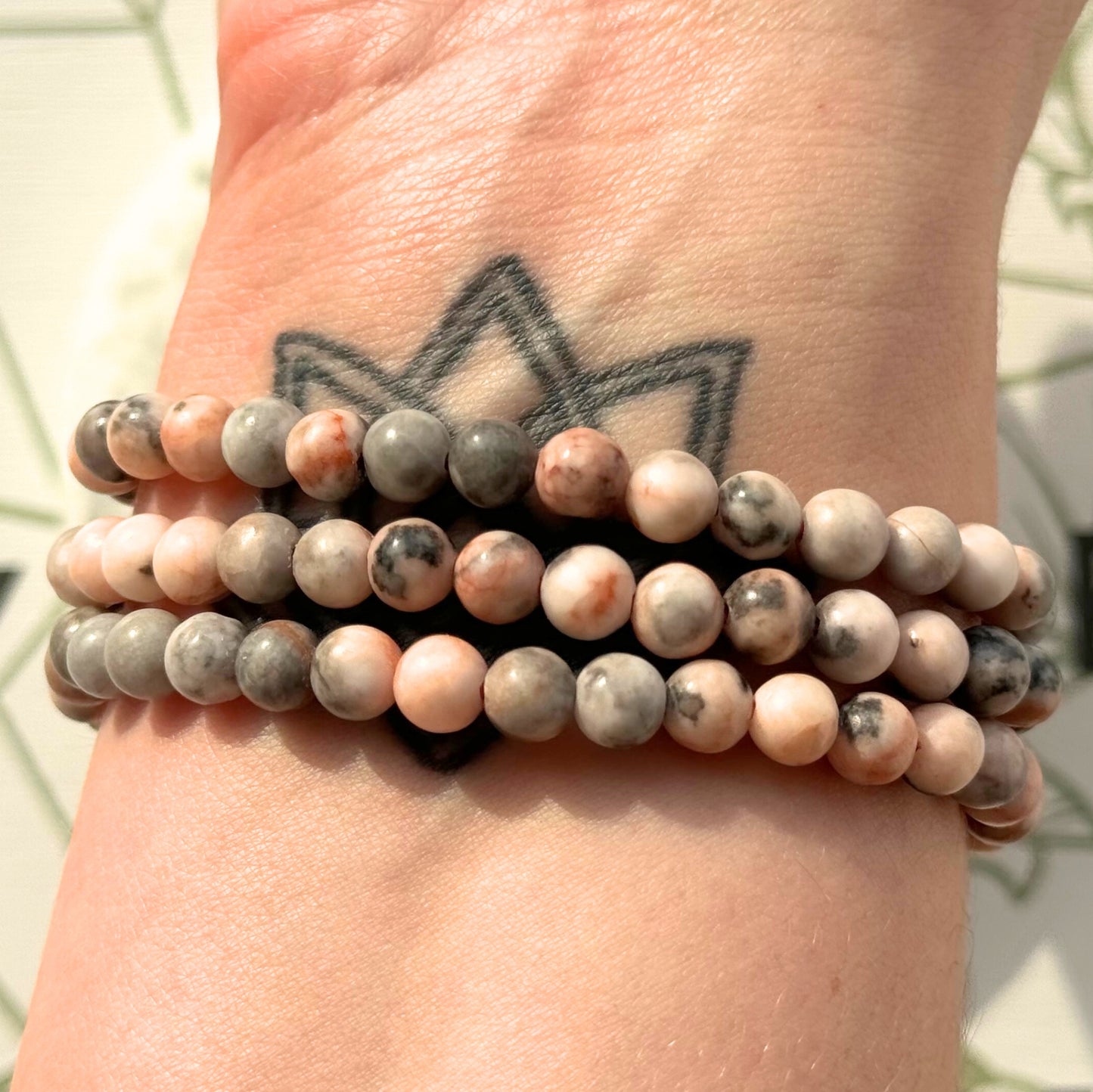 Pink Zebra Jasper Bracelet from Madagascar (6mm)