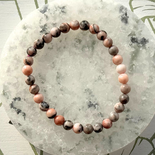 Pink Zebra Jasper Bracelet from Madagascar (6mm)