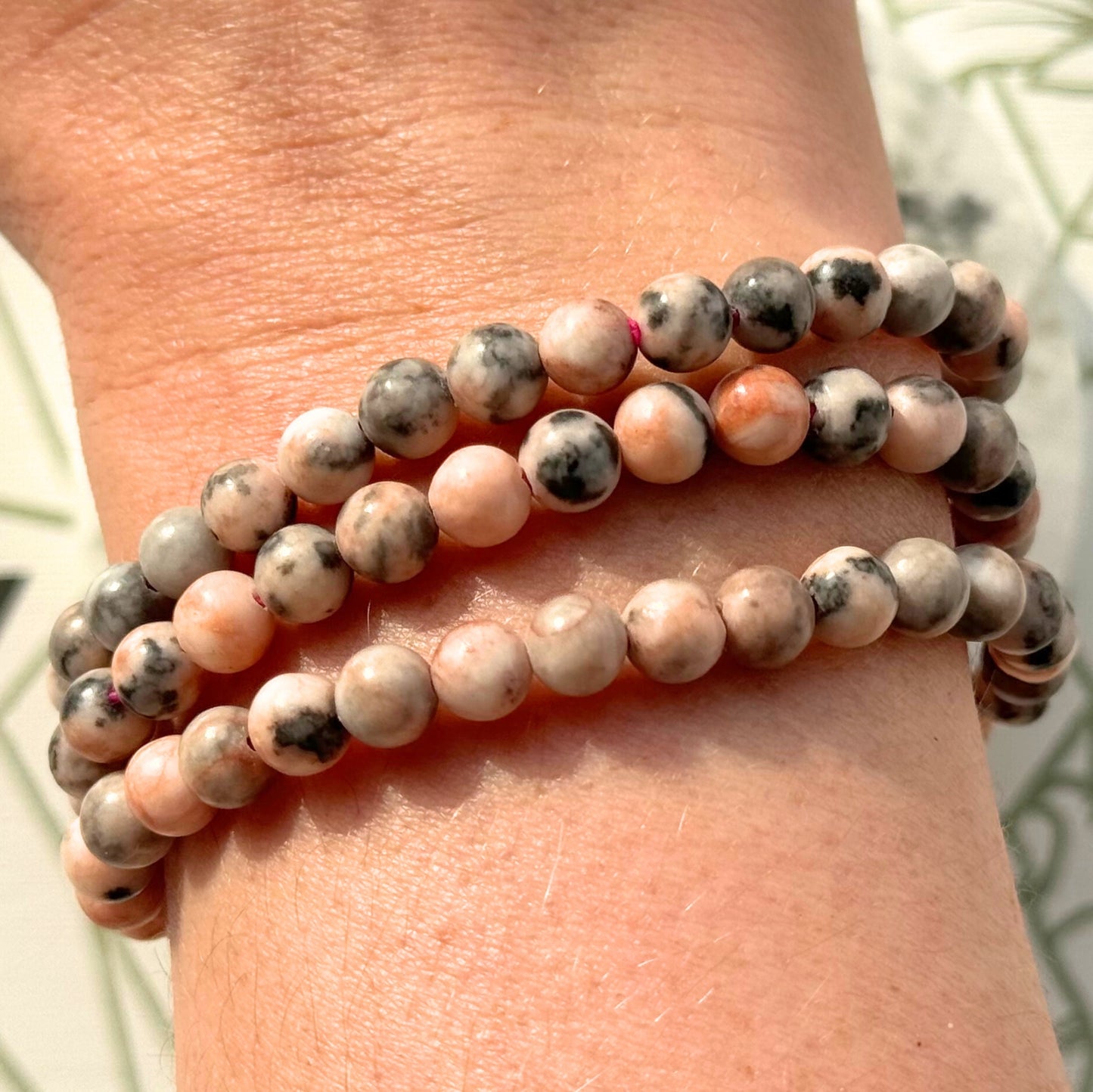Pink Zebra Jasper Bracelet from Madagascar (6mm)
