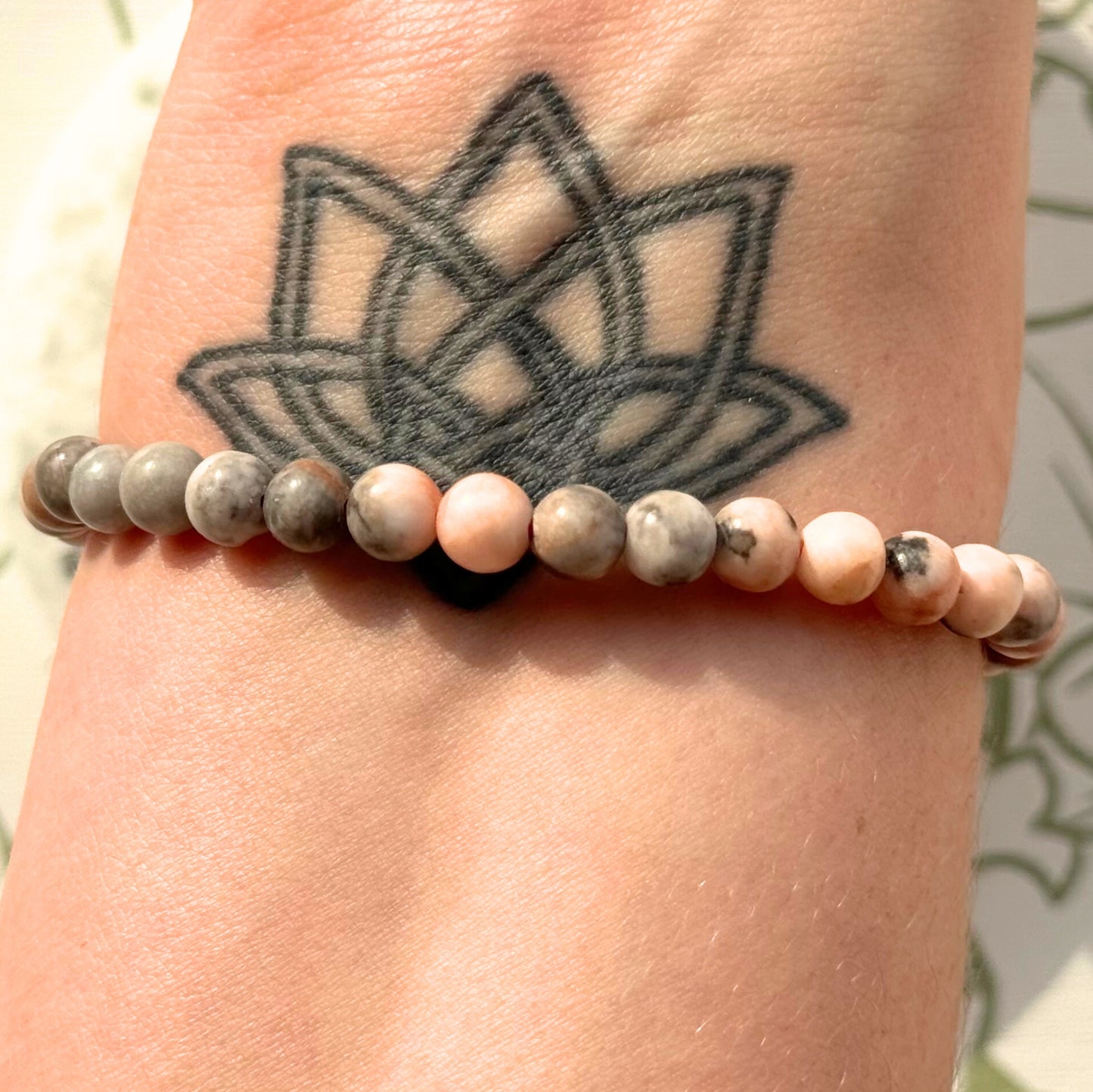 Pink Zebra Jasper Bracelet from Madagascar (6mm)