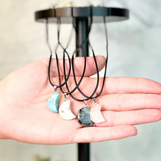 Crystal Crescent Moon Pendants