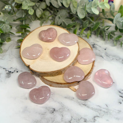 One (1) Rose Quartz Mini Heart (30mm)