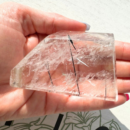 Water Clear Tourmalinated Quartz Freeform - Museum Grade Clarity from Brazil