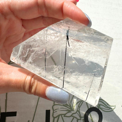 Water Clear Tourmalinated Quartz Freeform - Museum Grade Clarity from Brazil