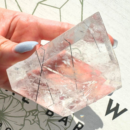 Water Clear Tourmalinated Quartz Freeform - Museum Grade Clarity from Brazil