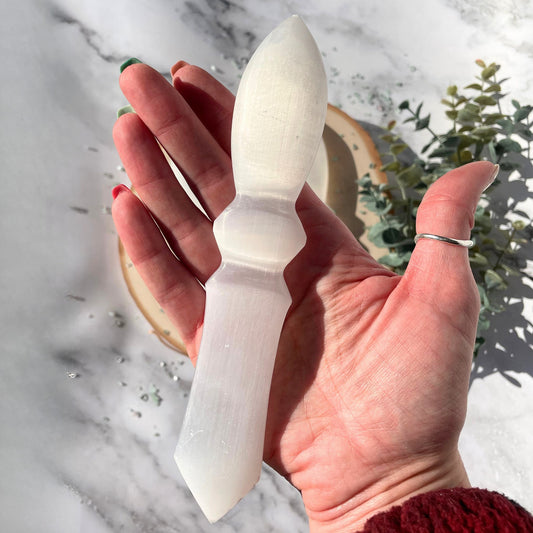 Selenite Dagger from Morocco - 7.5in Length