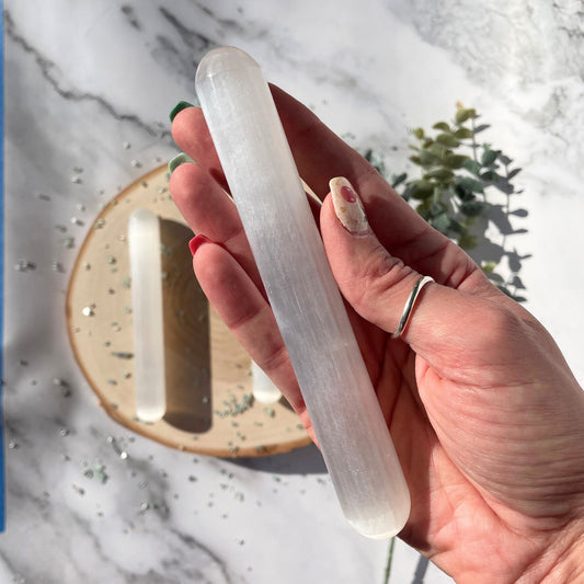 Selenite Wand from Morocco - Blunt End