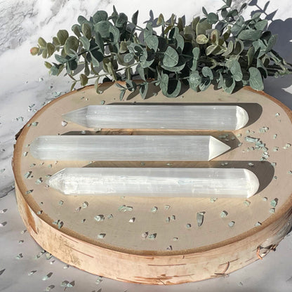 One (1) Selenite Wand from Morocco - Pointed End