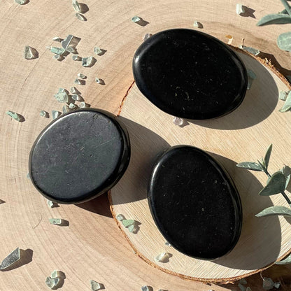 One (1) Flat EMF Blocking Shungite Palm Stone from Russia