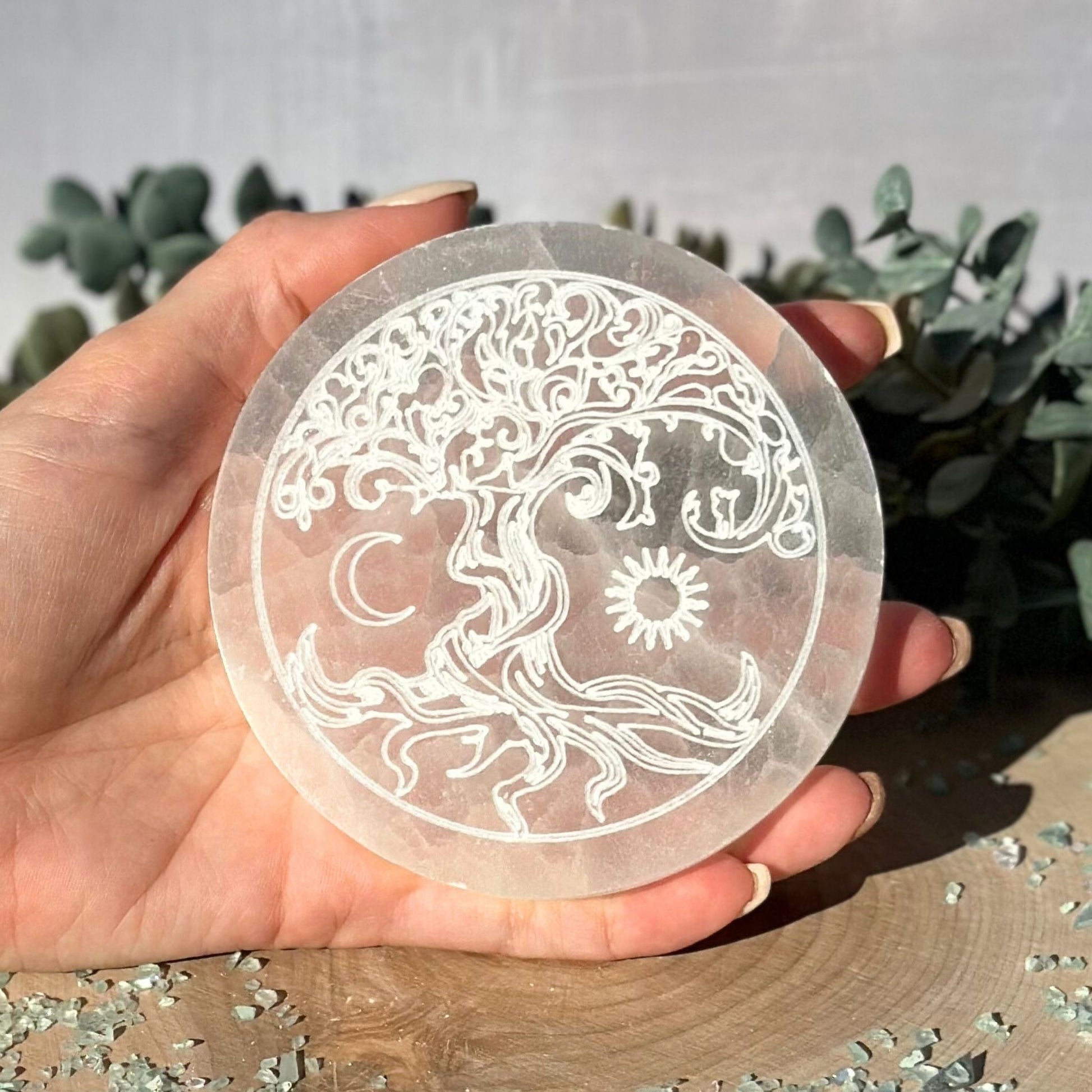 tree of life selenite charging plate