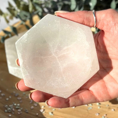 One (1) Selenite Bowl from Morocco - Various Shapes