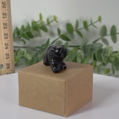 One (1) Mini Obsidian Bear Carving