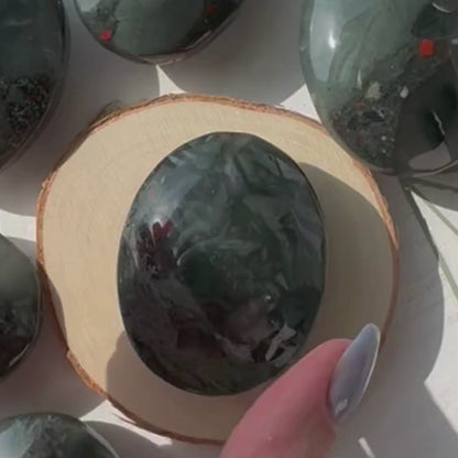One (1) African Bloodstone Palm Stone