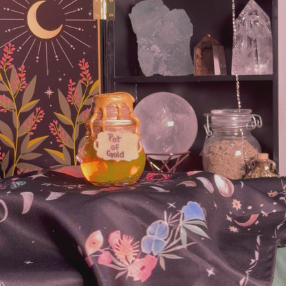 Mini Handmade "Pot of Gold" Glass Kinetic Potion Bottle w/ Clear Quartz & Citrine Crystals