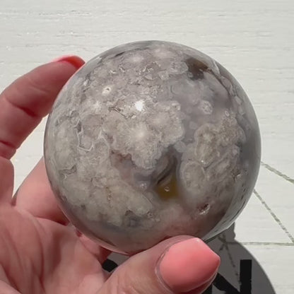 Rare Black Flower Agate Sphere from Madagascar