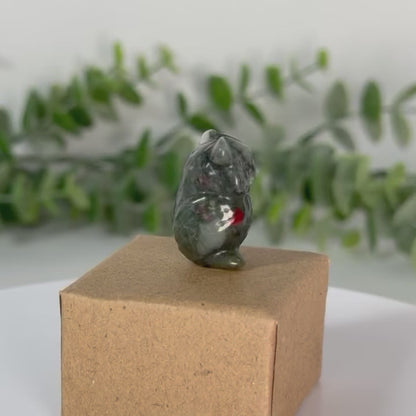 One (1) Mini African Bloodstone Owl Carving
