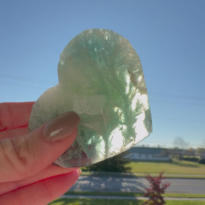Snowflake Fluorite Heart Carving | Option A